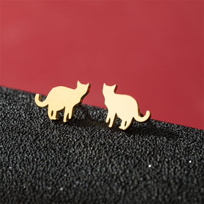 1 Pair Cute Basic Sweet Animal Cat Polishing Plating 304 Stainless Steel 18K Gold Plated Ear Studs