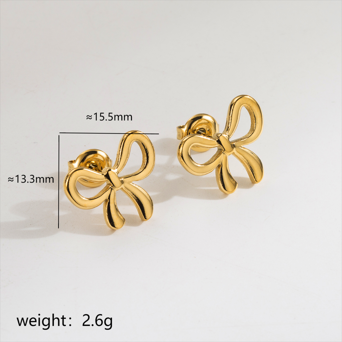 304 Stainless Steel 18K Gold Plated IG Style Sweet Artistic Polishing Butterfly Bow Knot Rings Earrings Necklace