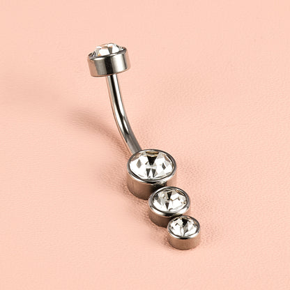 1 Piece Belly Rings Simple Style Classic Style Solid Color 302 Stainless Steel 316 Stainless Steel  Polishing Rhinestone Inlay Diamond Belly Rings