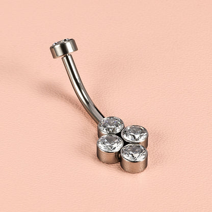 1 Piece Belly Rings Simple Style Classic Style Solid Color 302 Stainless Steel 316 Stainless Steel  Polishing Rhinestone Inlay Diamond Belly Rings