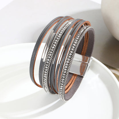 Classic Style Circle Pu Leather Handmade Women's Bangle