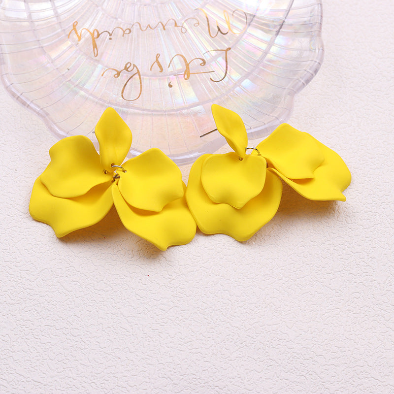 1 Pair Casual Vacation Petal Spray Paint Tassel Pleated Arylic Drop Earrings