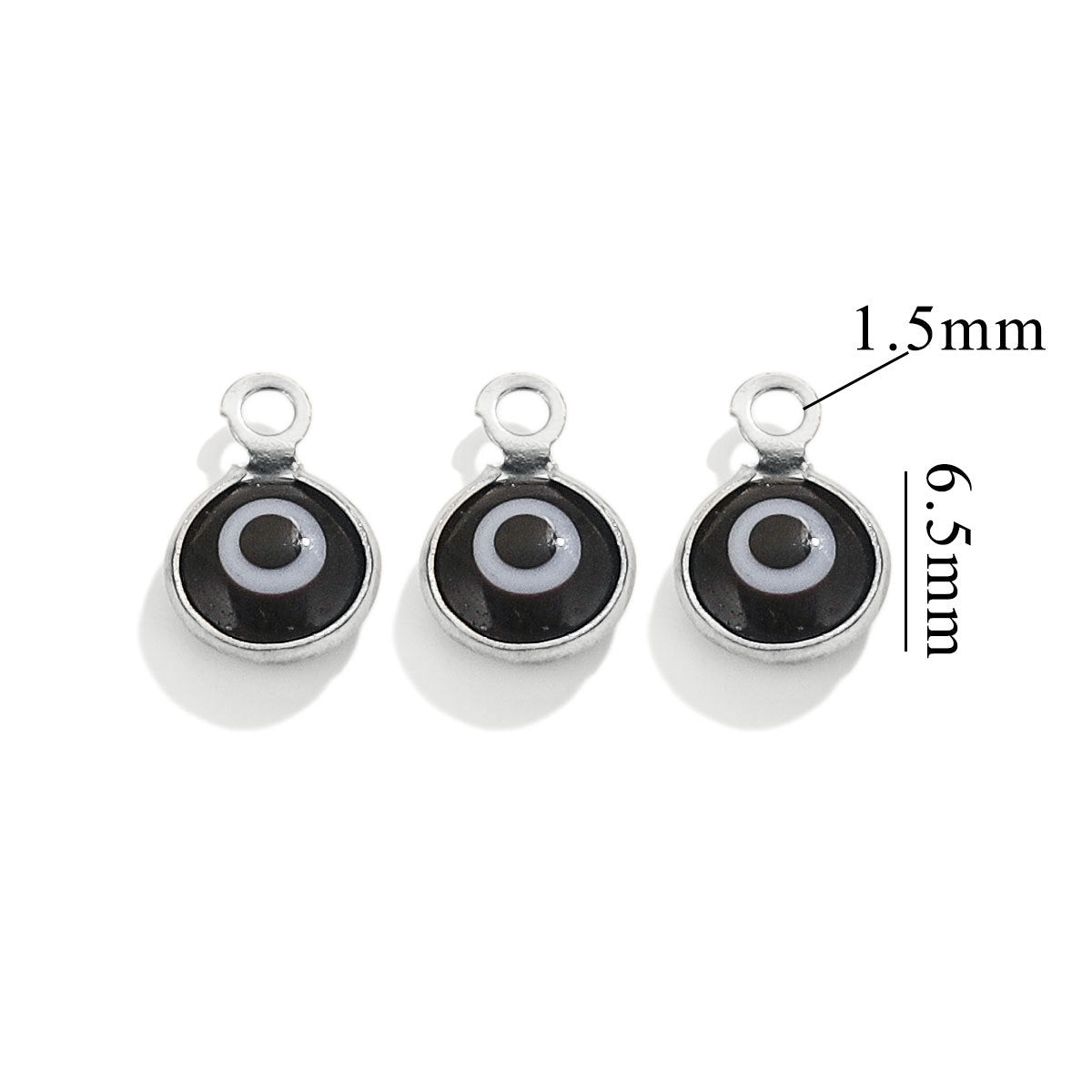 Color-Preserving Stainless Steel Plated 18K Real Gold 6mm Single/Double-Ring Double-Sided Oil Dripping Devil Eye Pendant Diy Connection Accessories