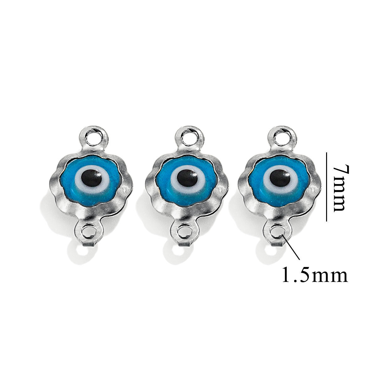 Color-Preserving Stainless Steel Plated 18K Real Gold 6mm Single/Double-Ring Double-Sided Oil Dripping Devil Eye Pendant Diy Connection Accessories