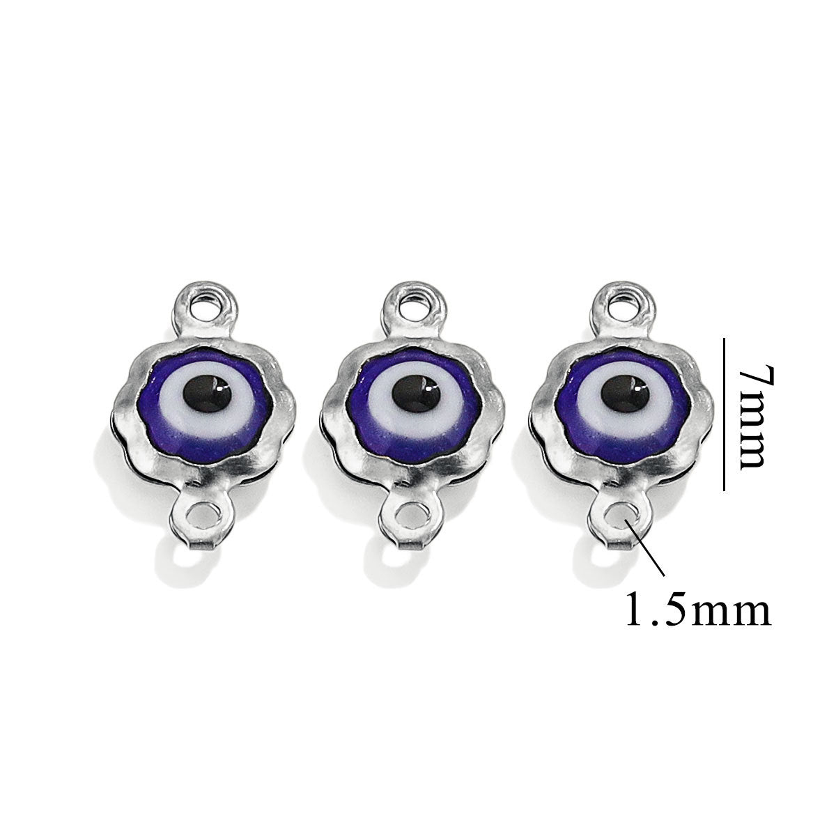 Color-Preserving Stainless Steel Plated 18K Real Gold 6mm Single/Double-Ring Double-Sided Oil Dripping Devil Eye Pendant Diy Connection Accessories