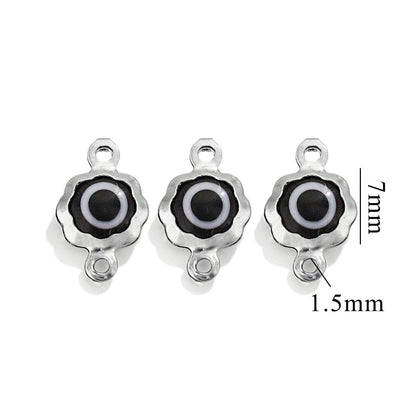 Color-Preserving Stainless Steel Plated 18K Real Gold 6mm Single/Double-Ring Double-Sided Oil Dripping Devil Eye Pendant Diy Connection Accessories