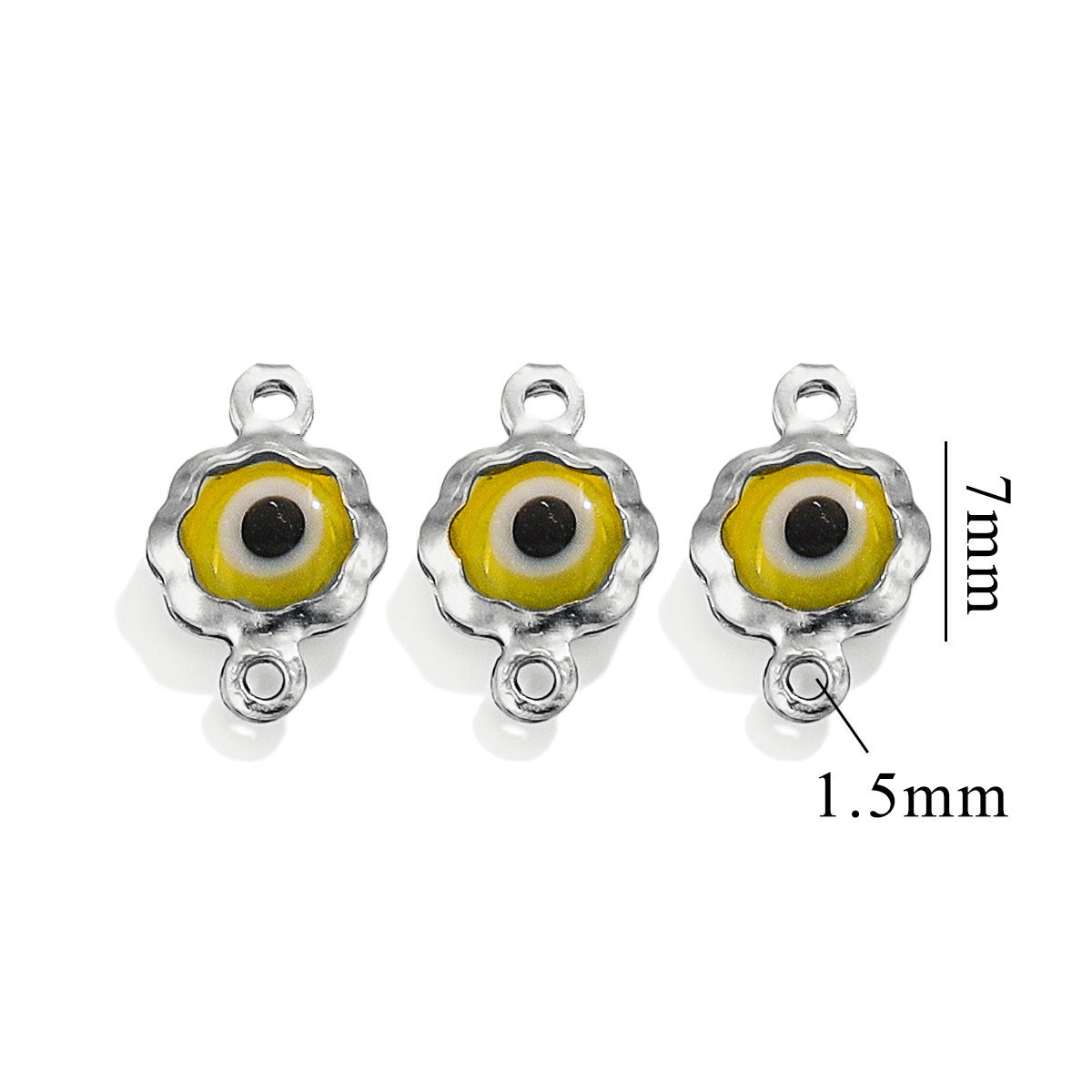 Color-Preserving Stainless Steel Plated 18K Real Gold 6mm Single/Double-Ring Double-Sided Oil Dripping Devil Eye Pendant Diy Connection Accessories