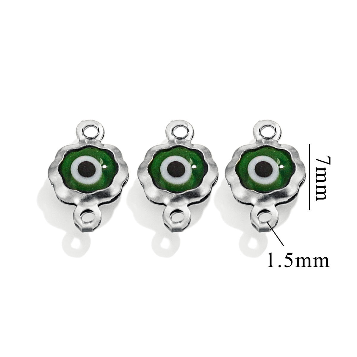 Color-Preserving Stainless Steel Plated 18K Real Gold 6mm Single/Double-Ring Double-Sided Oil Dripping Devil Eye Pendant Diy Connection Accessories