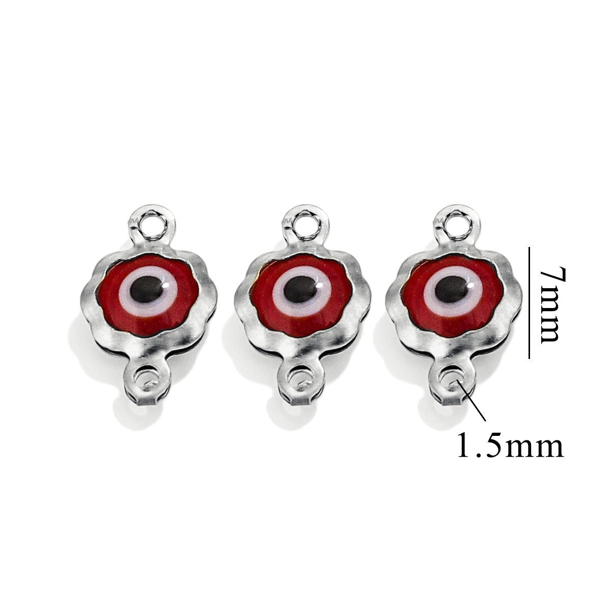 Color-Preserving Stainless Steel Plated 18K Real Gold 6mm Single/Double-Ring Double-Sided Oil Dripping Devil Eye Pendant Diy Connection Accessories