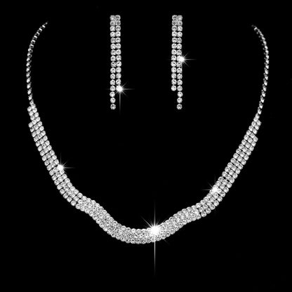 Luxurious Bridal Geometric Rhinestone Tassel Women's Jewelry Set