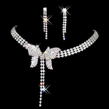 Luxurious Bridal Geometric Rhinestone Tassel Women's Jewelry Set