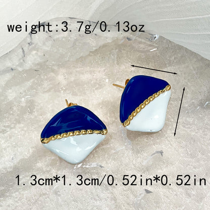 1 Pair Casual Sweet Korean Style Round Leaves Enamel 304 Stainless Steel 14K Gold Plated Drop Earrings