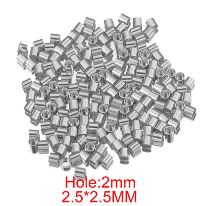 100 PCS/Package 1.5*1.5mm 2.5*2.5mm 2*2mm Hole 1~1.9mm Hole 2~2.9mm 304 Stainless Steel Solid Color Polished Positioning Tube