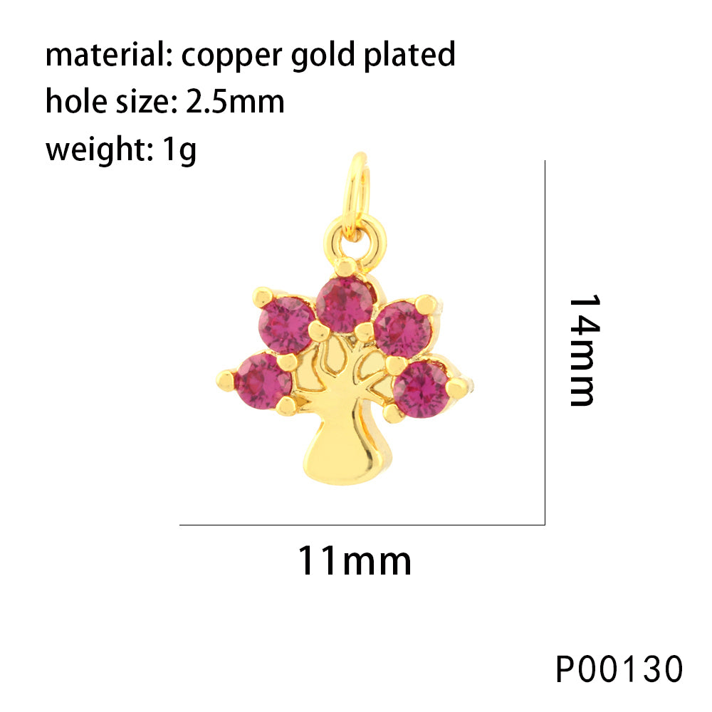 1 Piece 14 * 9mm Copper Zircon 18K Gold Plated Fruit Pineapple Pendant Chain