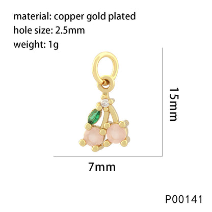 1 Piece 14 * 9mm Copper Zircon 18K Gold Plated Fruit Pineapple Pendant Chain