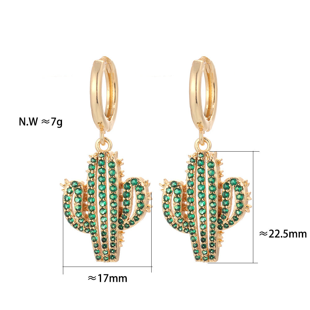 Fashion Asymmetric Color Zircon Copper Earrings