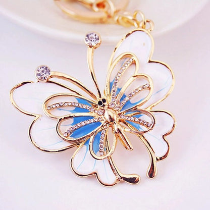 Sweet Simple Style Butterfly Zinc Alloy Plating Inlay Rhinestones Women'S Bag Pendant Keychain