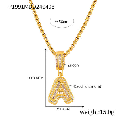 Wholesale Jewelry Simple Style Classic Style Geometric Titanium Steel Zircon 18K Gold Plated Inlay Pendant Necklace