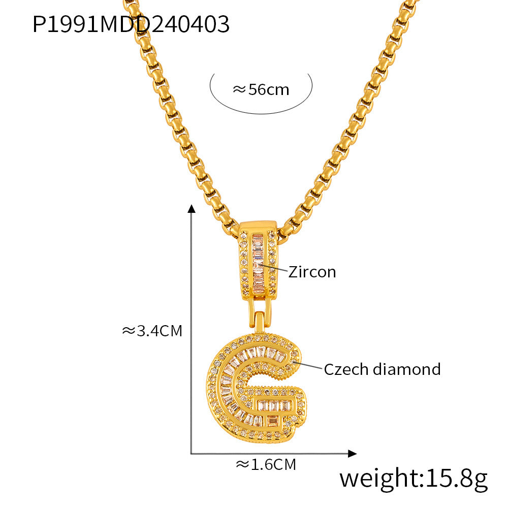 Wholesale Jewelry Simple Style Classic Style Geometric Titanium Steel Zircon 18K Gold Plated Inlay Pendant Necklace