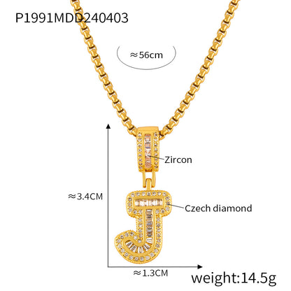 Wholesale Jewelry Simple Style Classic Style Geometric Titanium Steel Zircon 18K Gold Plated Inlay Pendant Necklace