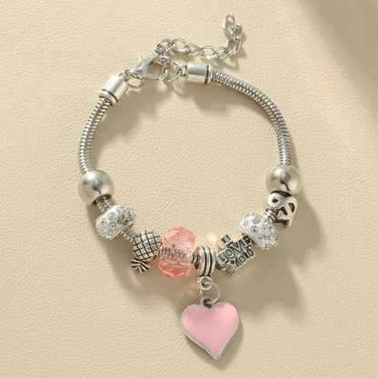 Wholesale Jewelry Glam Cute Heart Shape Flower Butterfly Iron Crystal Zircon White Gold Plated Plating Inlay Bracelets