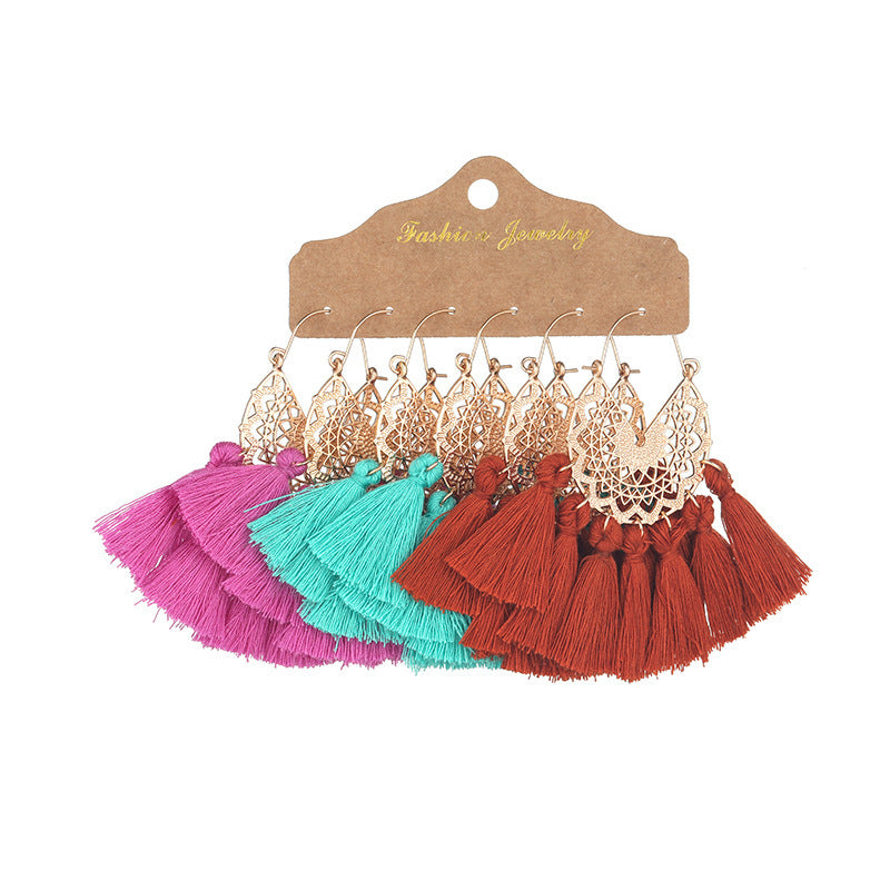 1 Set Elegant Tassel Plating Alloy Drop Earrings