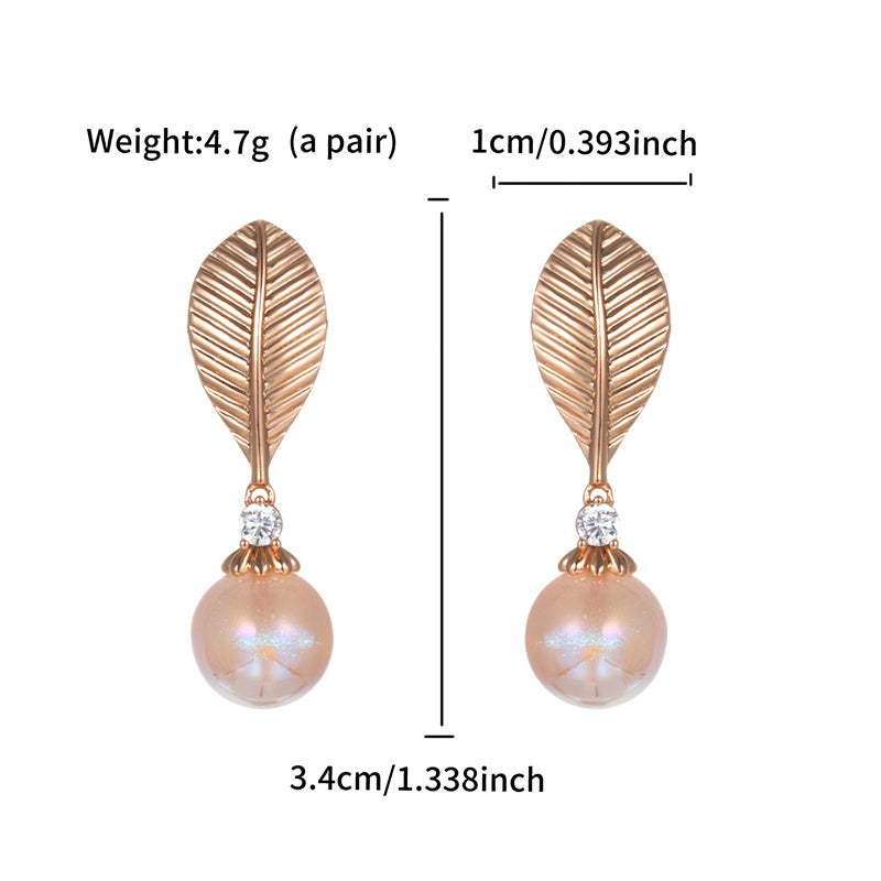 1 Pair XUPING Sweet Commute Leaf Tassel Plating Inlay Copper Artificial Gemstones 18K Gold Plated Drop Earrings Ear Studs