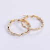 Simple Style Waves Plating 304 Stainless Steel Rhinestones 18K Gold Plated Hoop Earrings