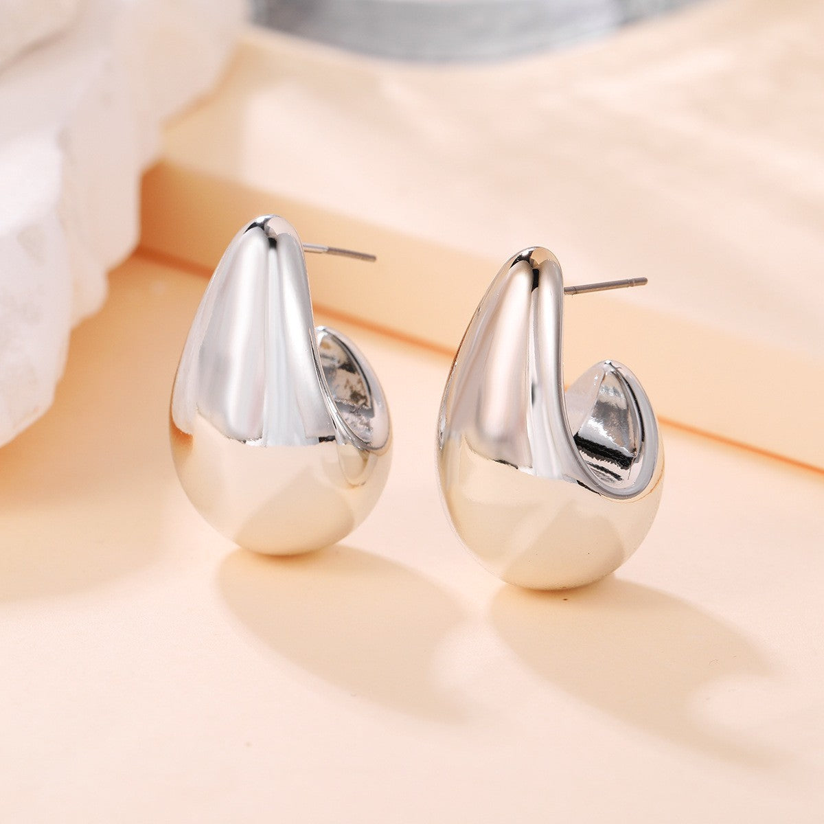 1 Pair Simple Style Water Droplets Plating Alloy Ear Studs