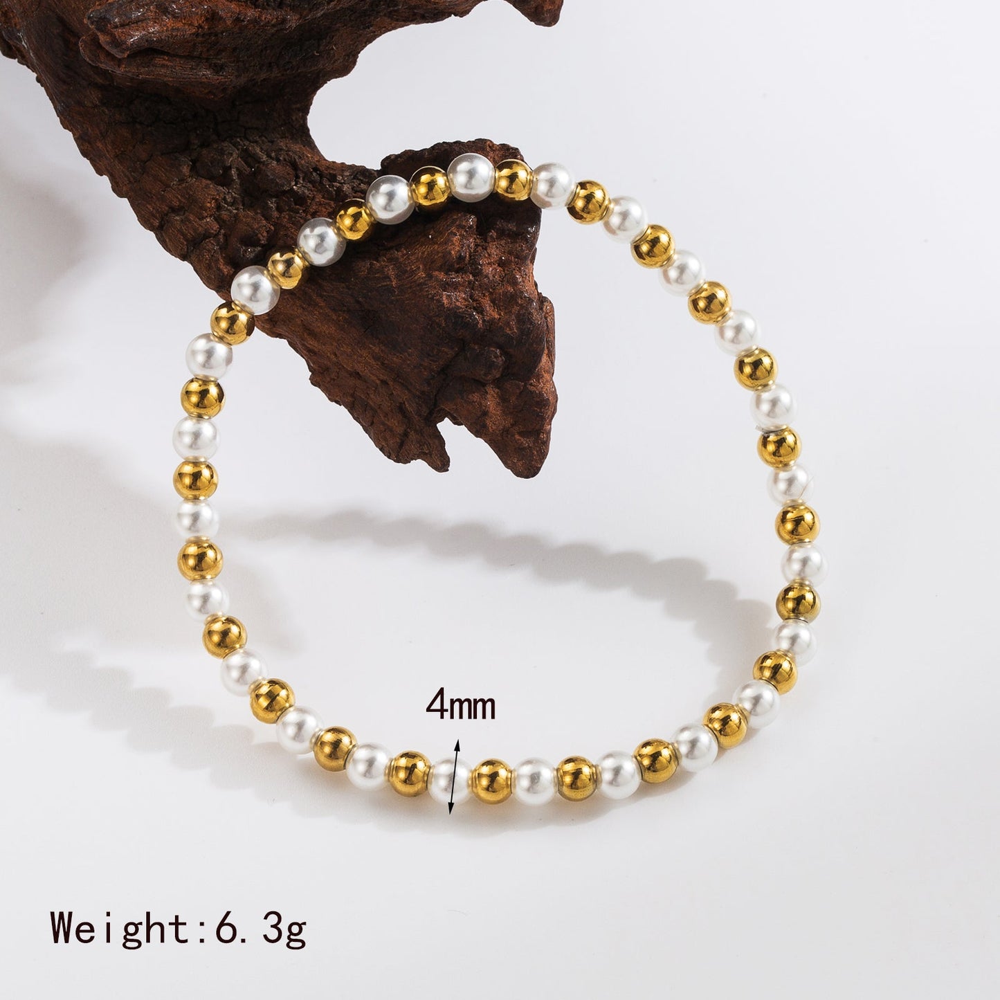 Basic Commute Solid Color 304 Stainless Steel Artificial Pearl 18K Gold Plated Artificial Pearls Bracelets In Bulk