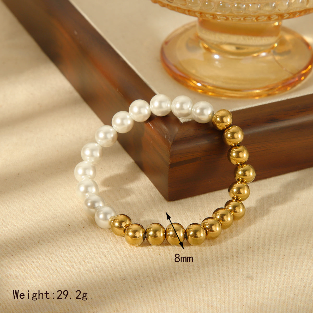 IG Style Basic Commute Solid Color 304 Stainless Steel Artificial Pearl 18K Gold Plated Artificial Pearls Bracelets In Bulk