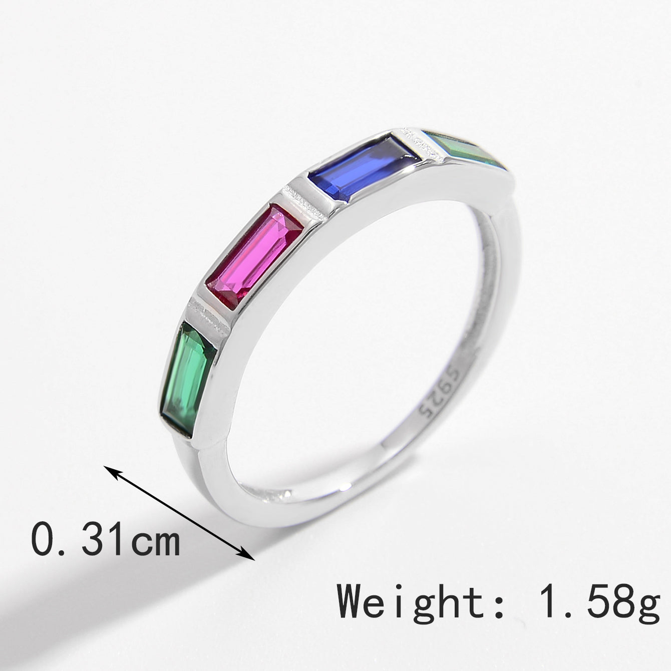 Sterling Silver White Gold Plated Elegant Princess Romantic Plating Inlay V Shape Rectangle Zircon Open Rings