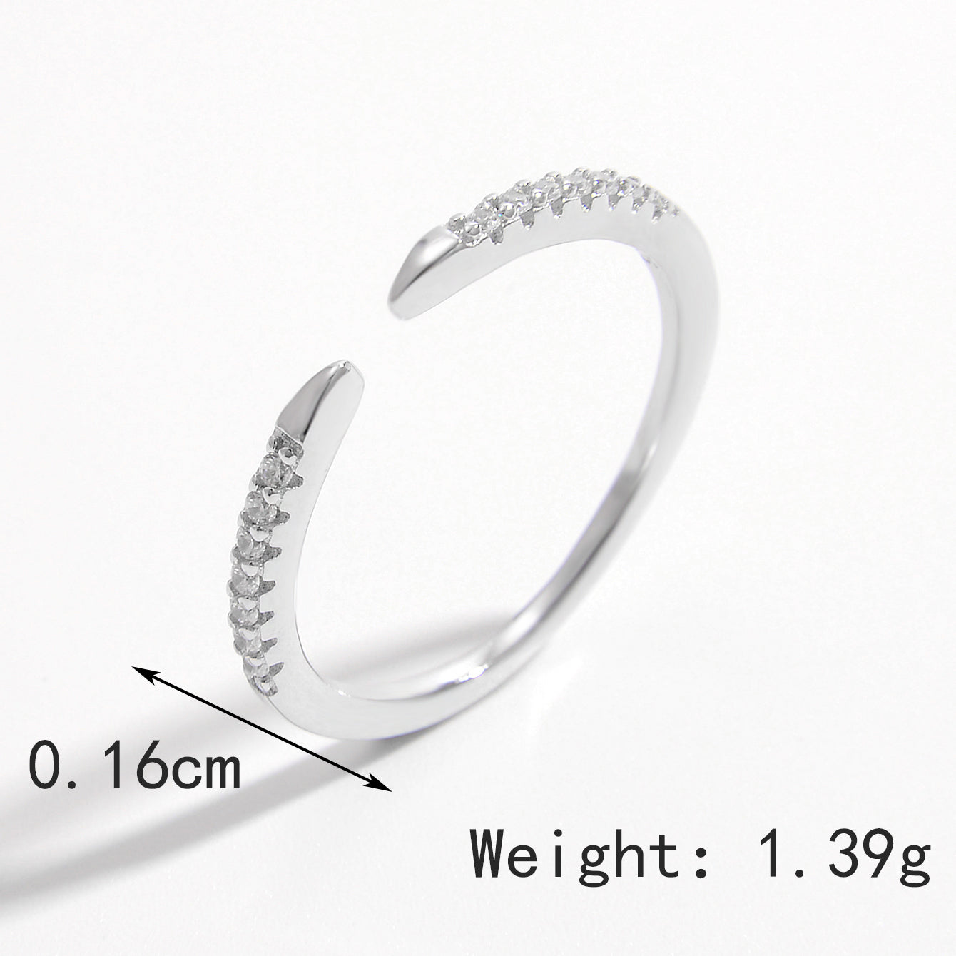 Sterling Silver White Gold Plated Elegant Princess Romantic Plating Inlay V Shape Rectangle Zircon Open Rings