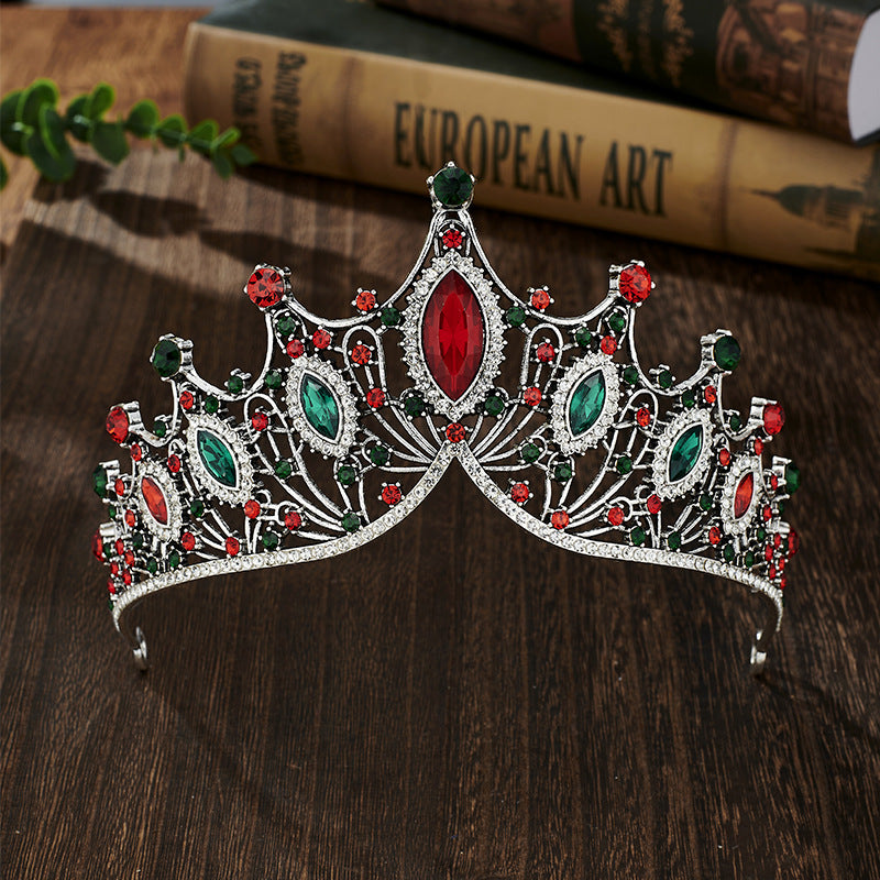 Elegant Lady Crown Alloy Plating Inlay Artificial Gemstones Crown