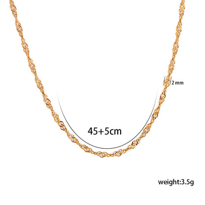 304 Stainless Steel 14K Gold Plated Casual Simple Style Solid Color Necklace