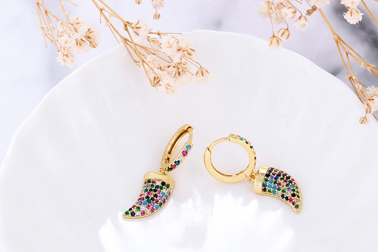 European And American Fashion Colorful Zircon Earrings A Variety Of Creative Personality Pineapple Cactus Earrings Diy Ear Studs Earrings For Women