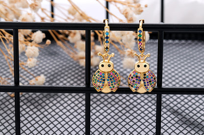 Fashion Asymmetric Color Zircon Copper Earrings