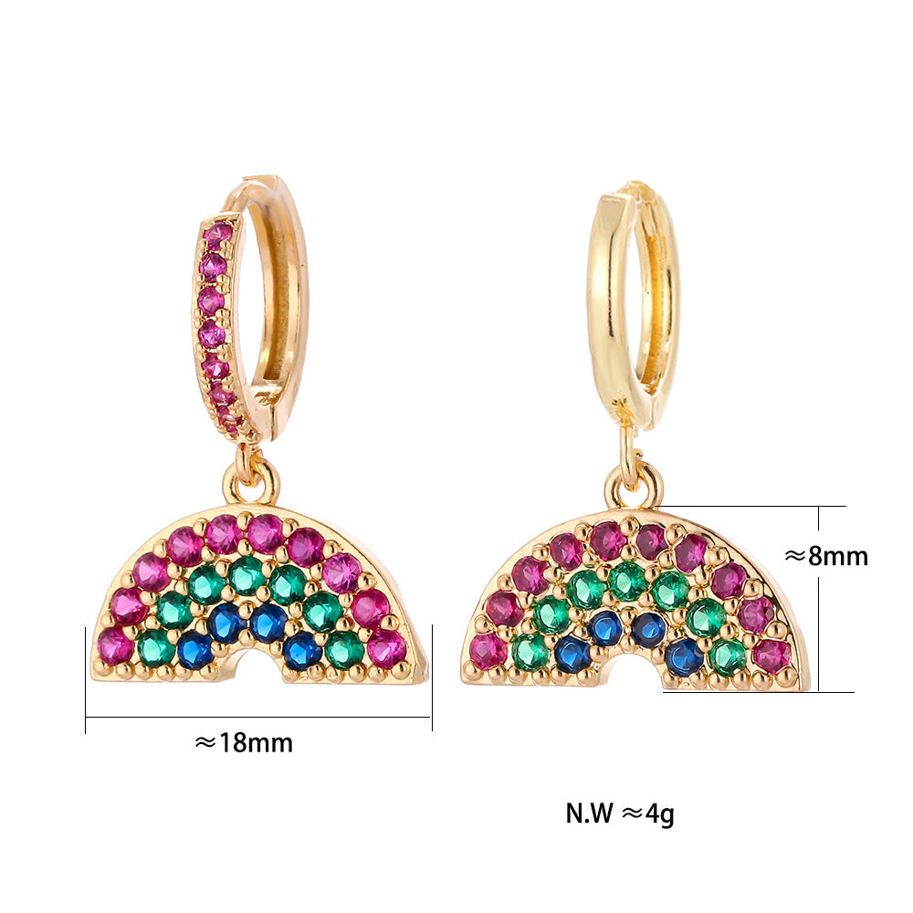 European And American Fashion Colorful Zircon Earrings A Variety Of Creative Personality Pineapple Cactus Earrings Diy Ear Studs Earrings For Women