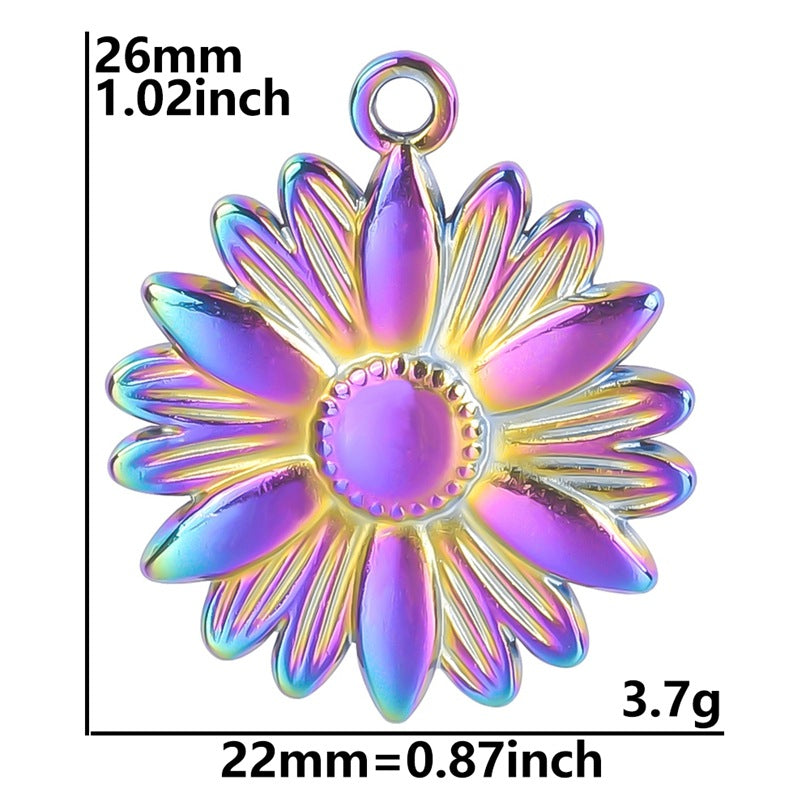 1 Piece 304 Stainless Steel Sunflower Pendant