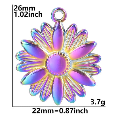 1 Piece 304 Stainless Steel Sunflower Pendant