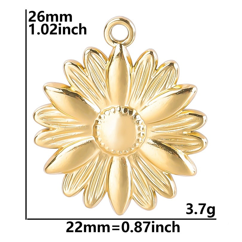 1 Piece 304 Stainless Steel Sunflower Pendant