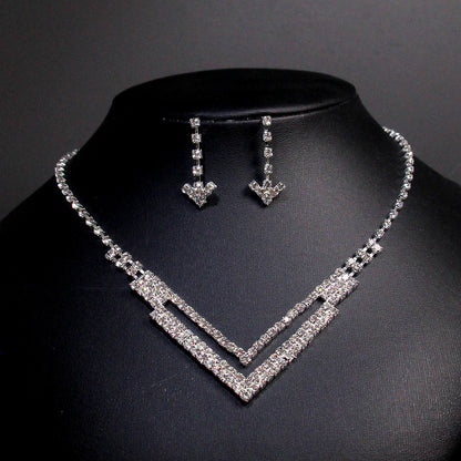 Luxurious Bridal Geometric Rhinestone Tassel Women's Jewelry Set