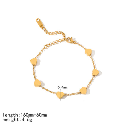 IG Style Simple Style Round Heart Shape 304 Stainless Steel 18K Gold Plated Zircon Bracelets In Bulk