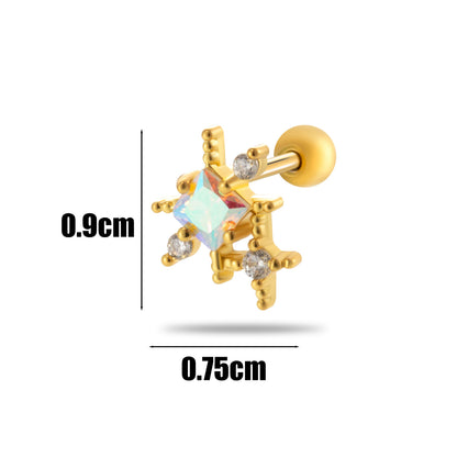 1 Piece Ear Cartilage Rings & Studs IG Style French Style Simple Style Tassel Flower Bow Knot Copper Tassel Inlay Zircon