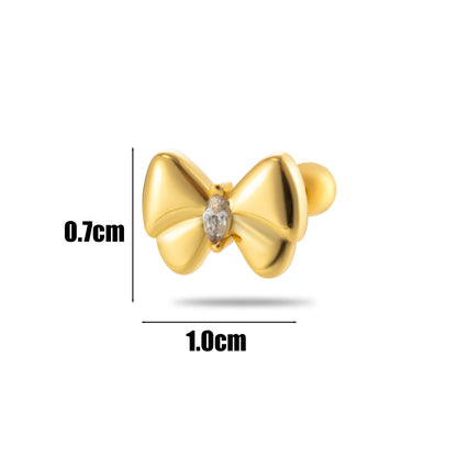 1 Piece Ear Cartilage Rings & Studs IG Style French Style Simple Style Tassel Flower Bow Knot Copper Tassel Inlay Zircon