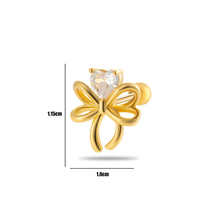 1 Piece Ear Cartilage Rings & Studs IG Style French Style Simple Style Tassel Flower Bow Knot Copper Tassel Inlay Zircon