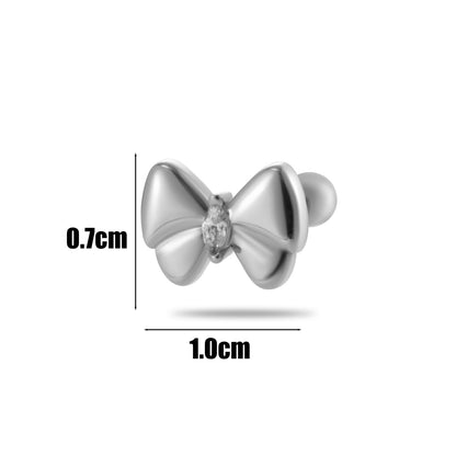 1 Piece Ear Cartilage Rings & Studs IG Style French Style Simple Style Tassel Flower Bow Knot Copper Tassel Inlay Zircon