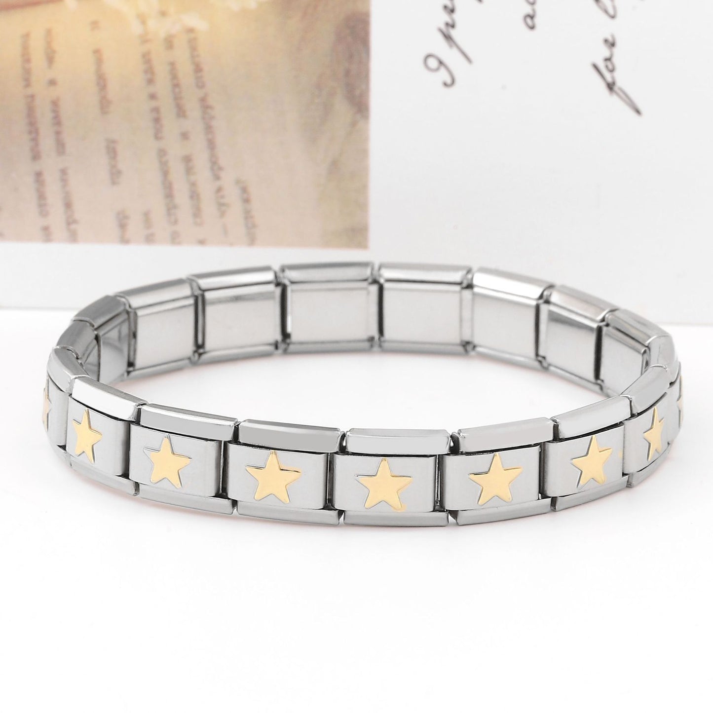 Cross-Border Supply Diy Module Bracelet Wholesale Peach Heart Butterfly Five-Pointed Star Plain Stainless Steel Bracelet Personalized Jewelry