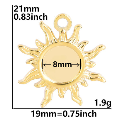 1 Piece 21*19mm 304 Stainless Steel 18K Gold Plated Sun Pendant