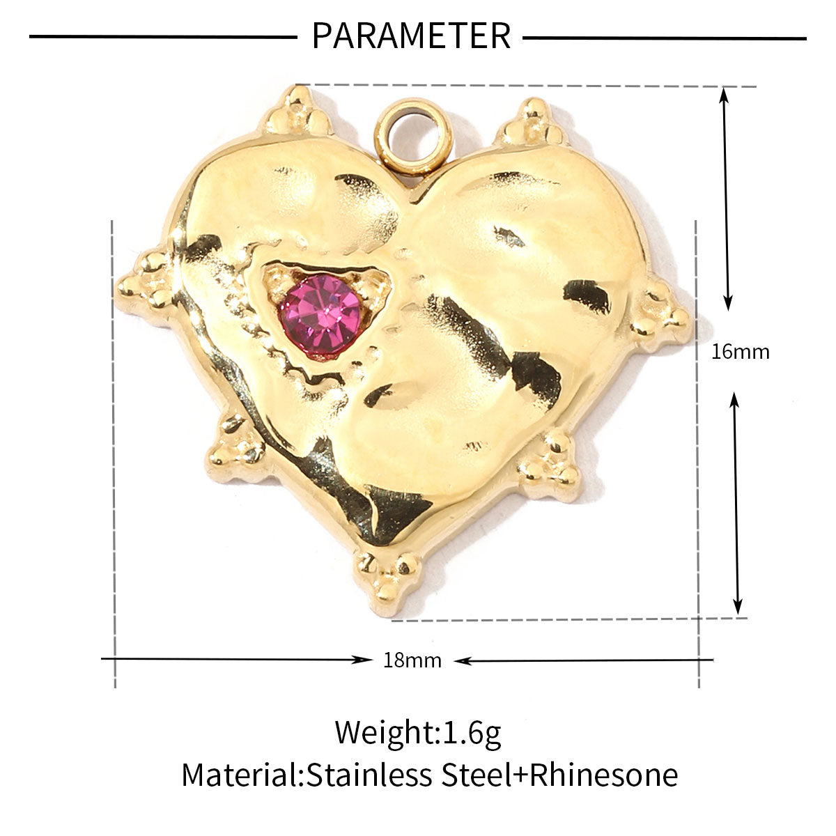 A Pack Of 3 201 Stainless Steel 18K Gold Plated Starfish Heart Shape Polished Pendant